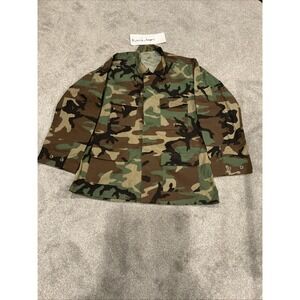 Vintage U.S. Navy Combat Woodland Camouflage Field Hot Weather Coat Large Long